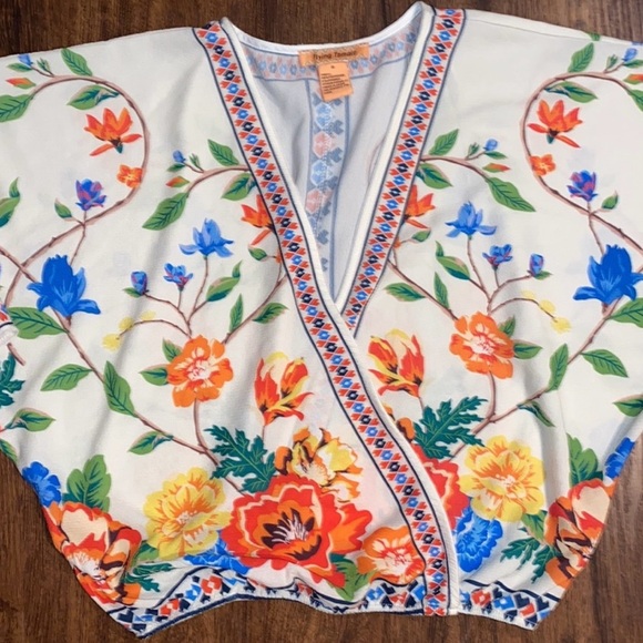 Anthropologie Flying Tomato Floral Embroidered Top Medium - Picture 6 of 8